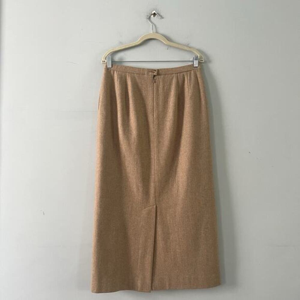 Vintage Pendleton 100% Virgin Wool Tan Herringbone USA Academia Maxi Skirt - Picture 3 of 4